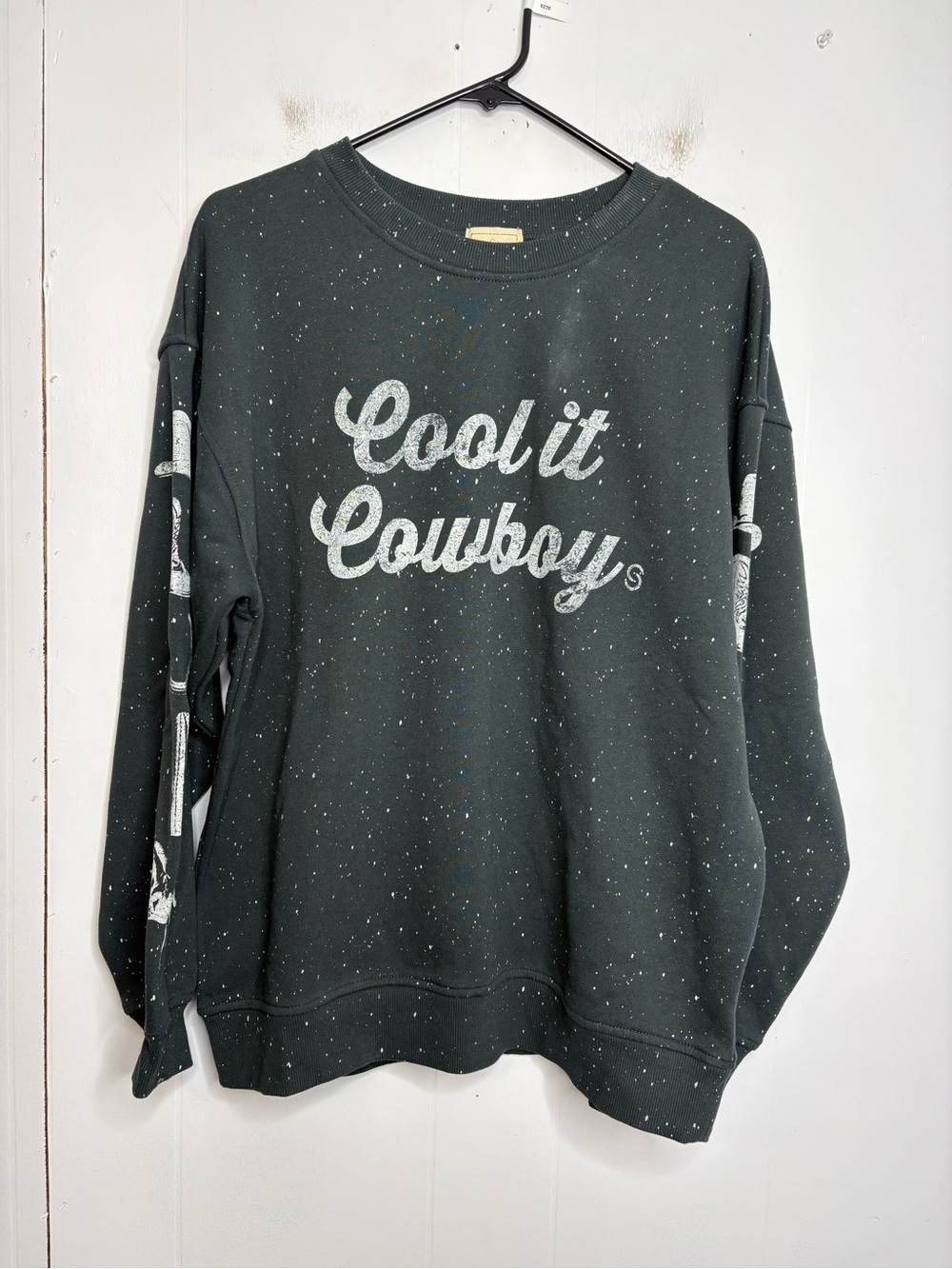 Sterling Stitch Sweatshirt Womens Small Cool It Cowboy Speckled Crewneck Graphic